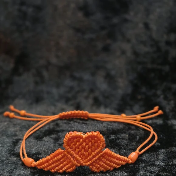 Handcrafted Orange Heart Bracelet - Picture 2 of 3